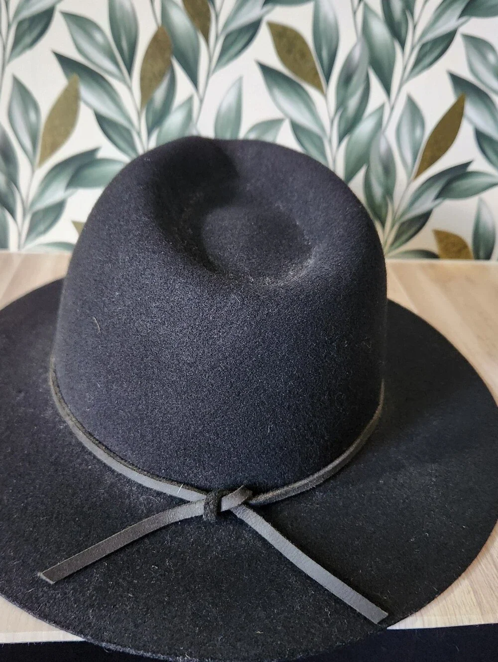 Brixton Black 100% Wool Felt Wide Brim Fedora Hat XS 54cm